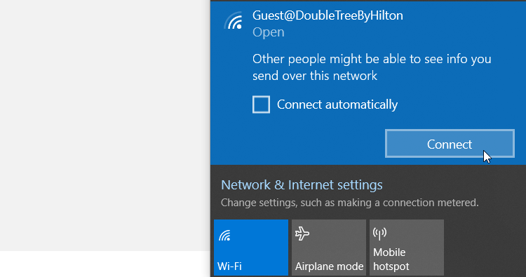 Connecting to Wi-Fi Via the Taskbar