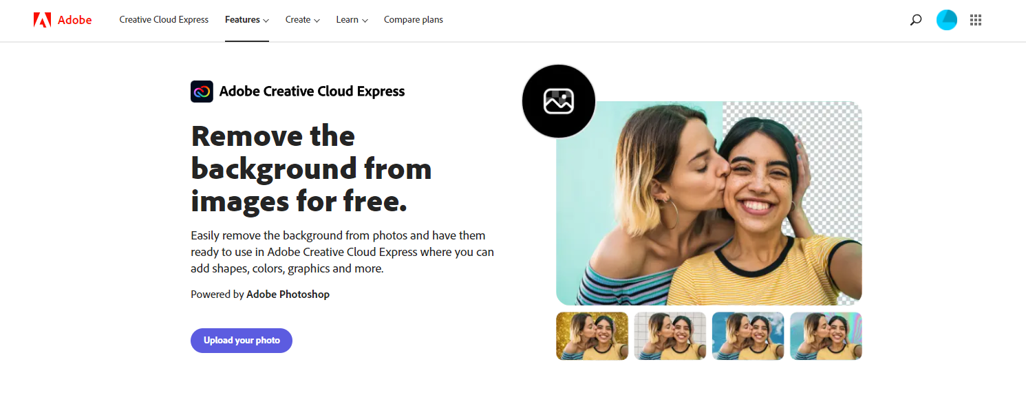 A Screenshot of Adobe Creative Cloud Express' Landing Page