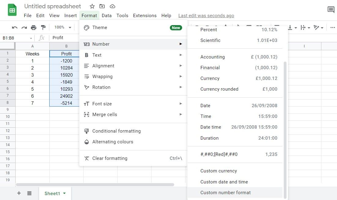 How to Format Values in Google Sheets