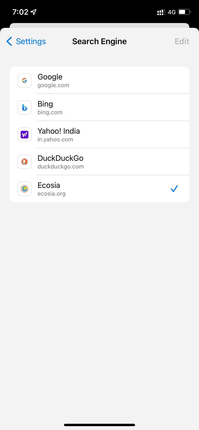 Default Search Engine in Chrome on iPhone