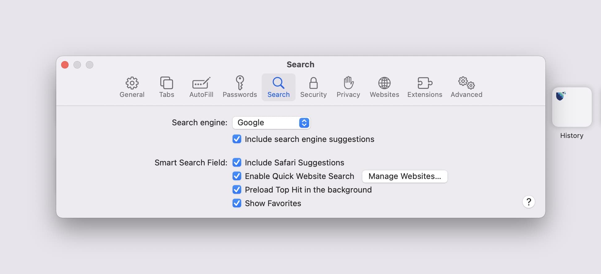 Default Search engine in Safari on Mac