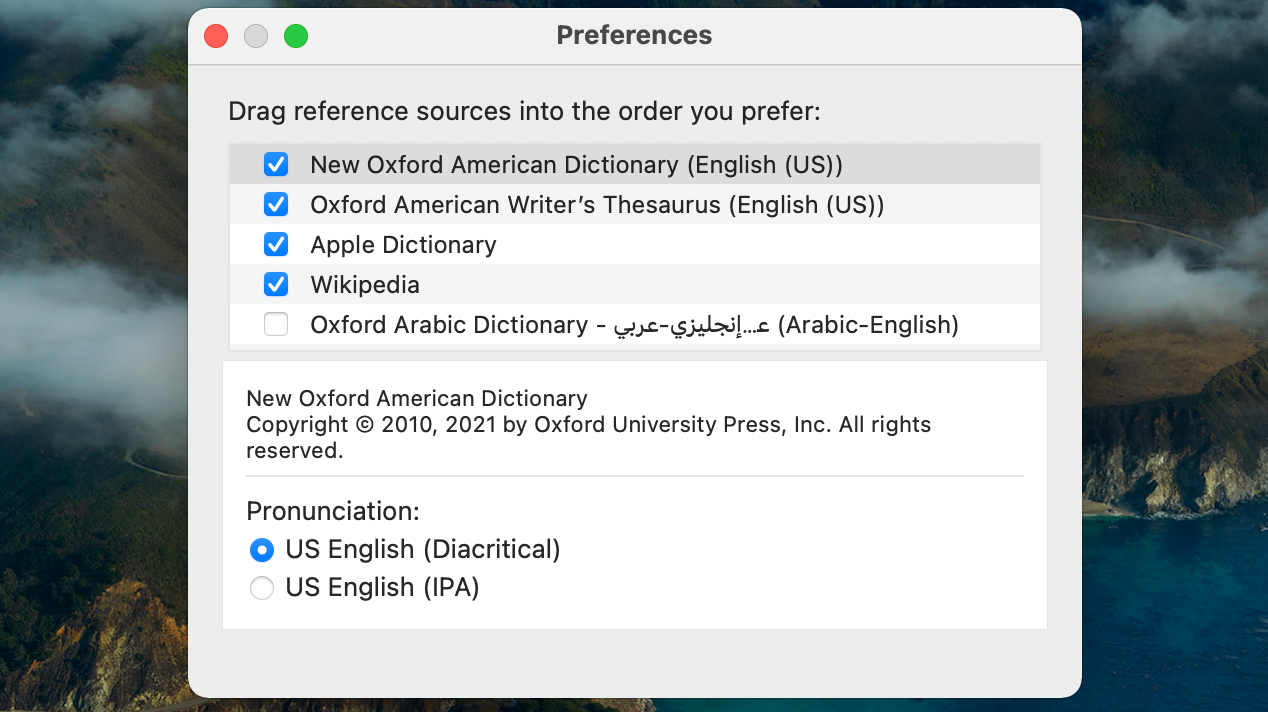 Dictionary Preference
