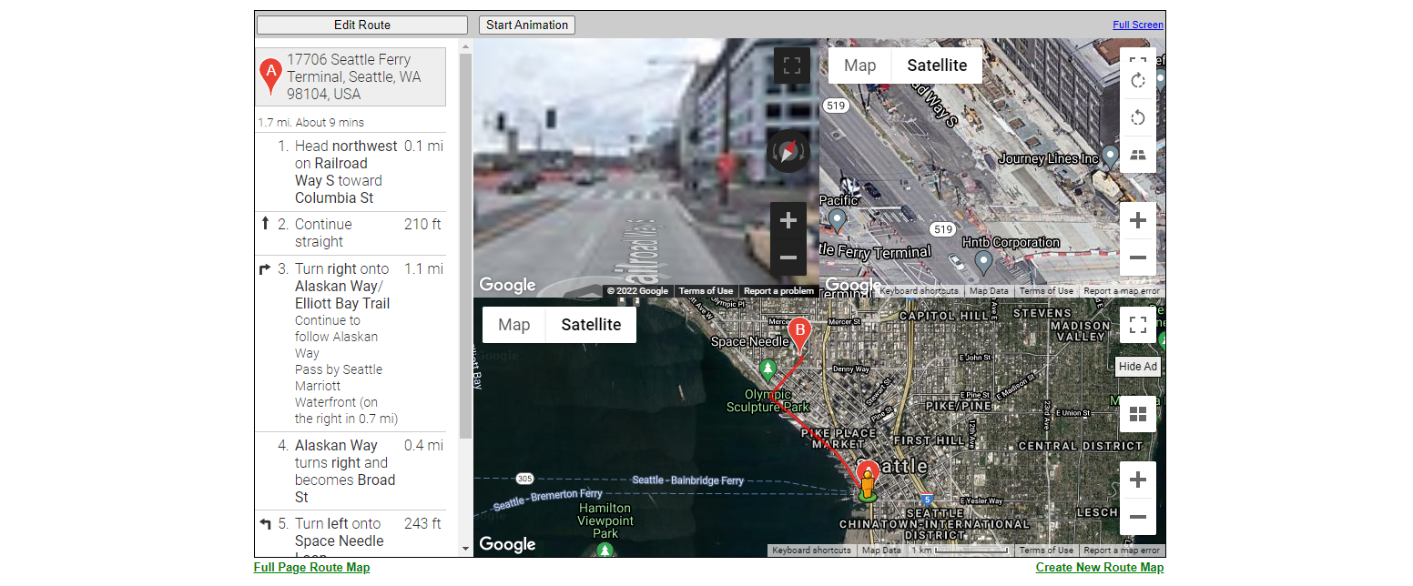 A Screenshot of Directions Maps Landing Page