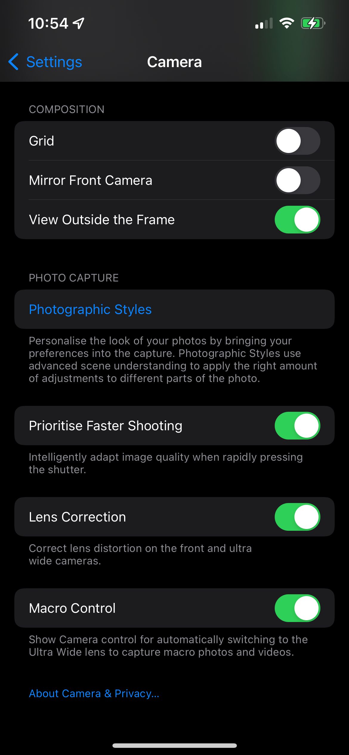Disable macro control from iPhone 13 Pro camera settings
