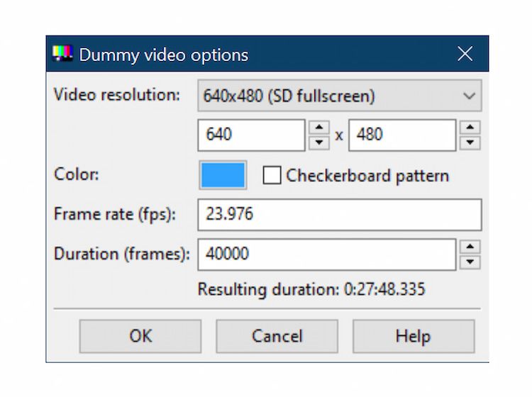 Dummy Video Options In Aegisub