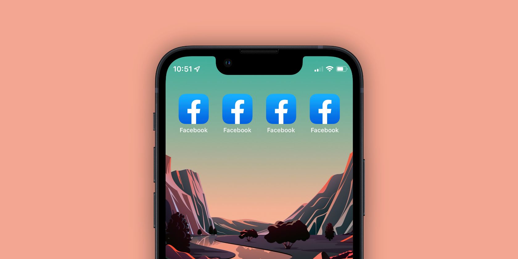 Duplicate Facebook icons on an iPhone Home Screen featured