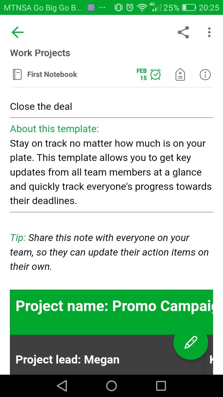 Evernote organization app work projects