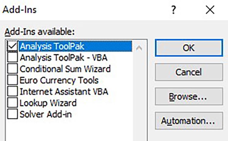 Excel install Analysis ToolPak