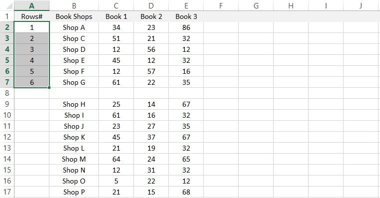 Fill Handle Stopping At Empty Row While Numbering Rows in Microsoft Excel