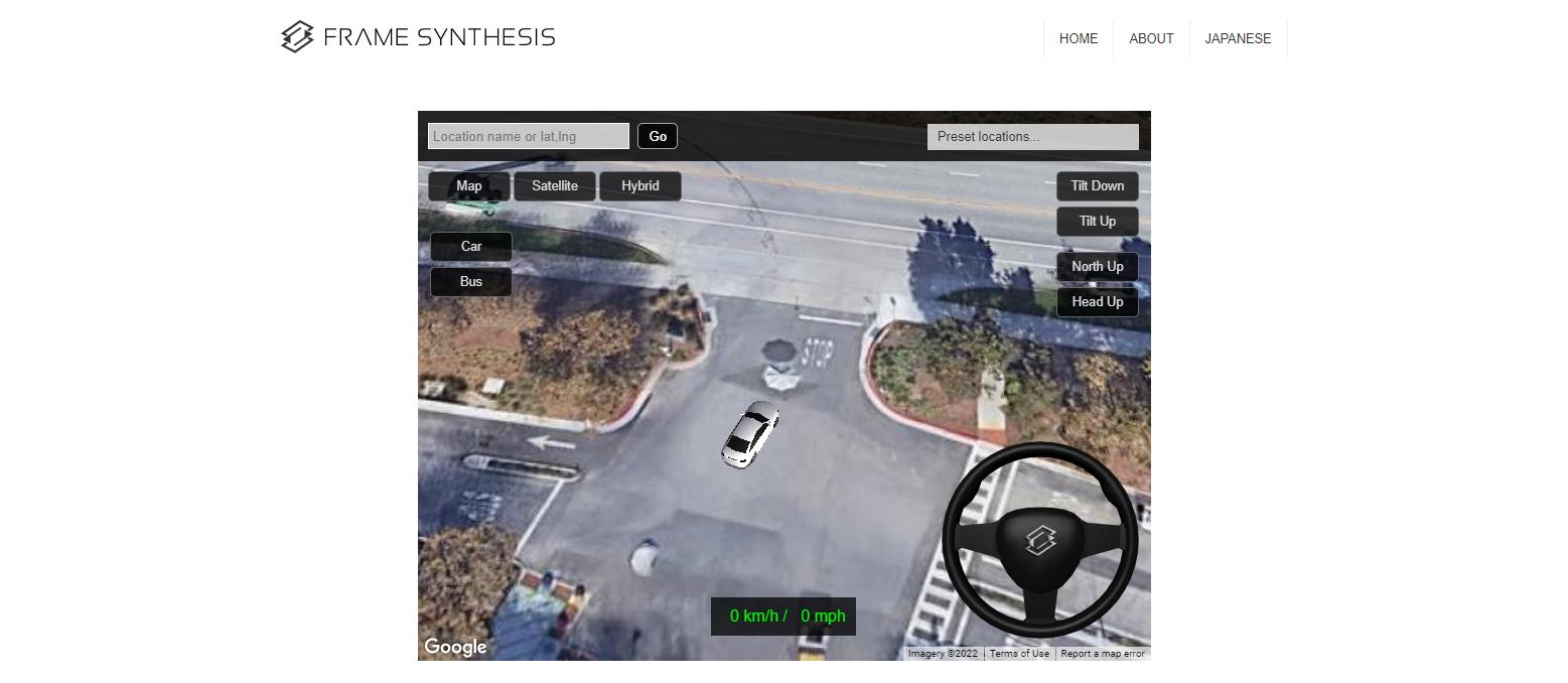 A Screenshot of Frame Synthesis Driving Simulator's Landing Page