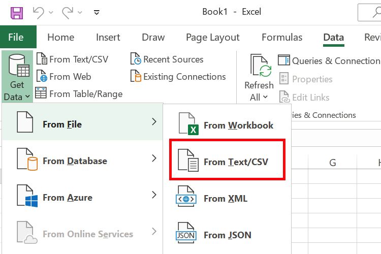 Get Data Options In Excel