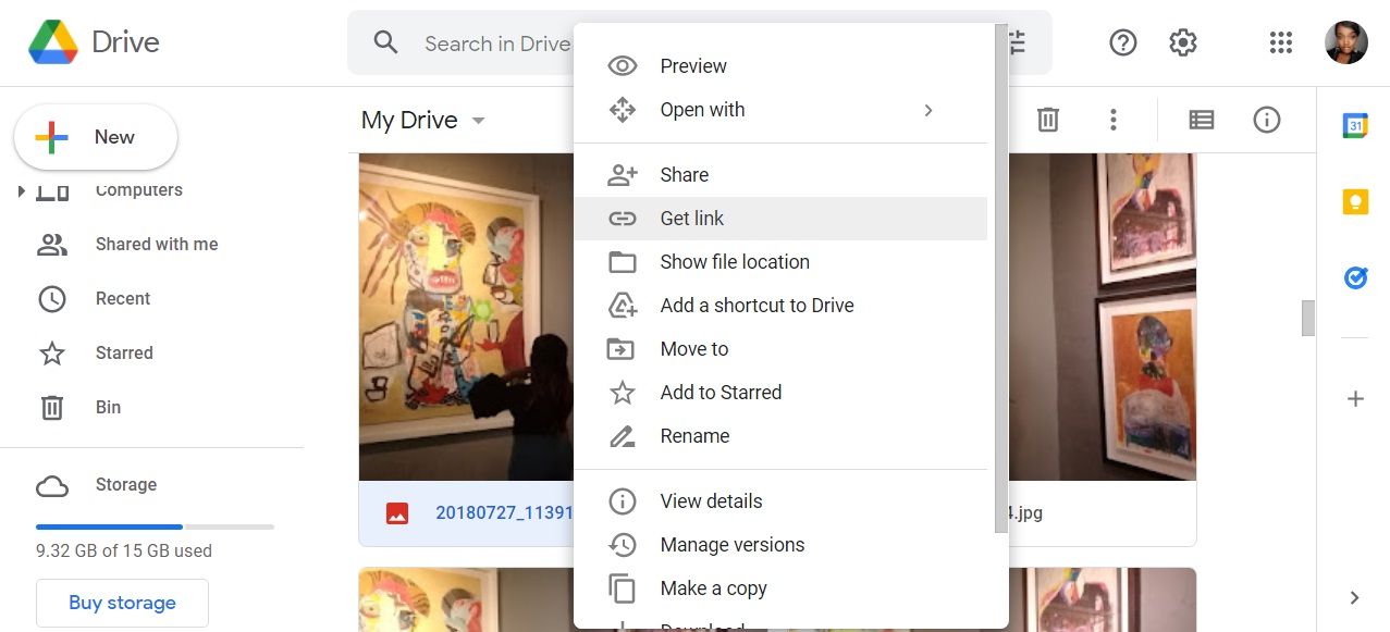Getting a file link from Google Drive