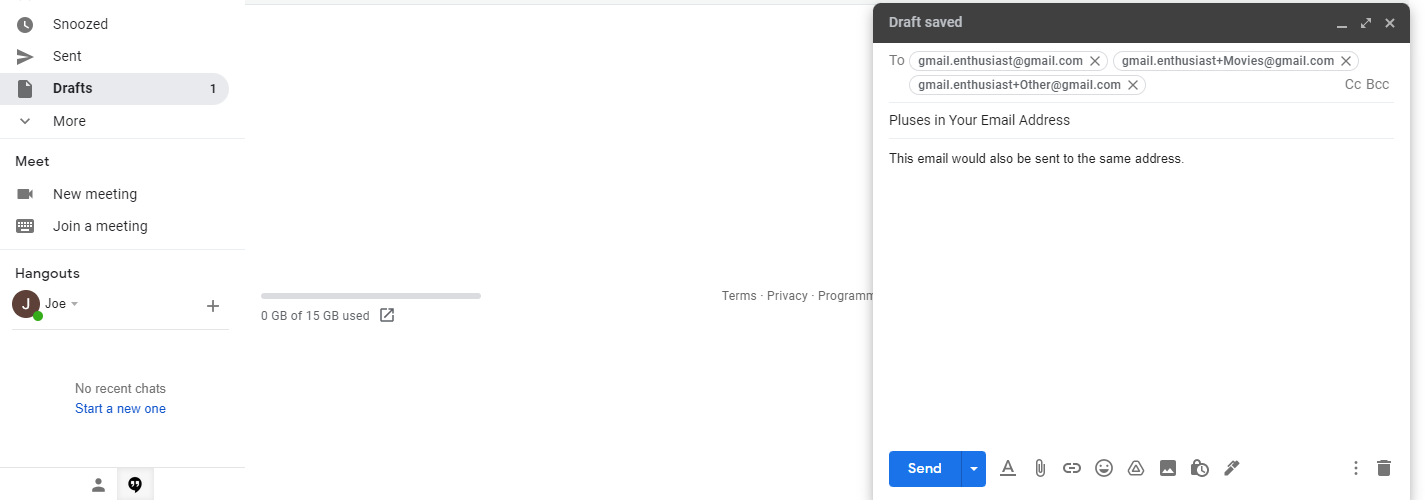A Screenshot of Gmail's Pluses Feature