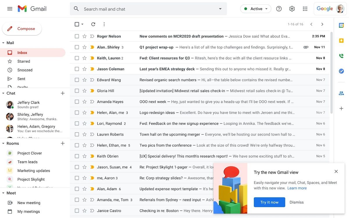 Gmail's new integrated look 