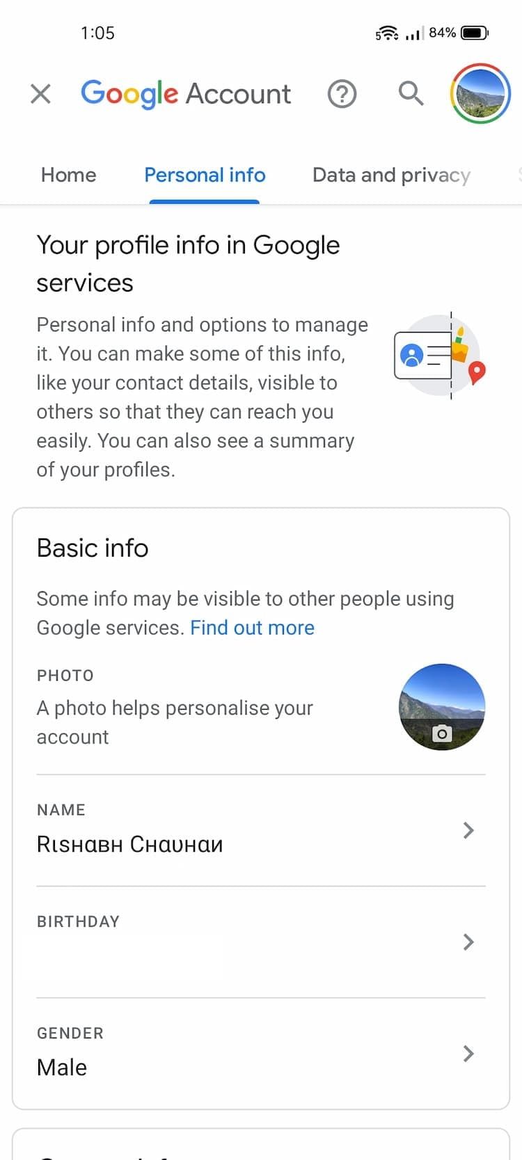 Google Account Personal Info