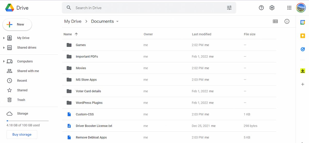 Google Drive Home Overview