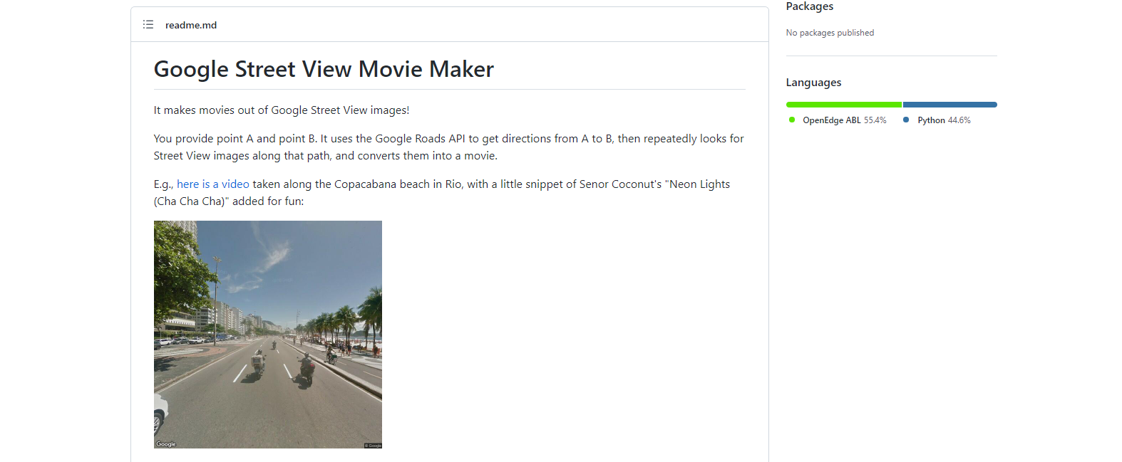 A Screenshot of Google Street View Movie Maker's Landing Page