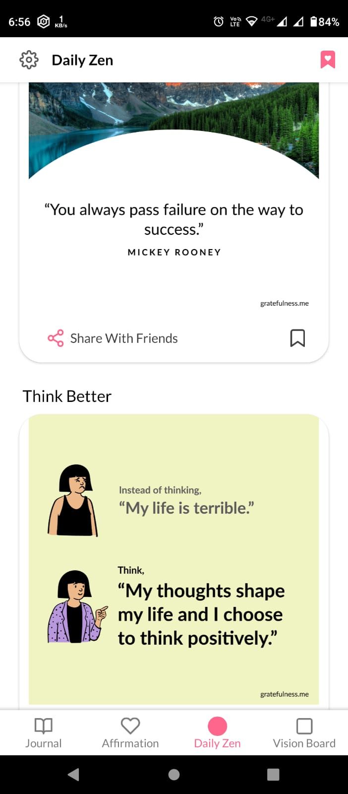 Gratitude app's daily zen quotes