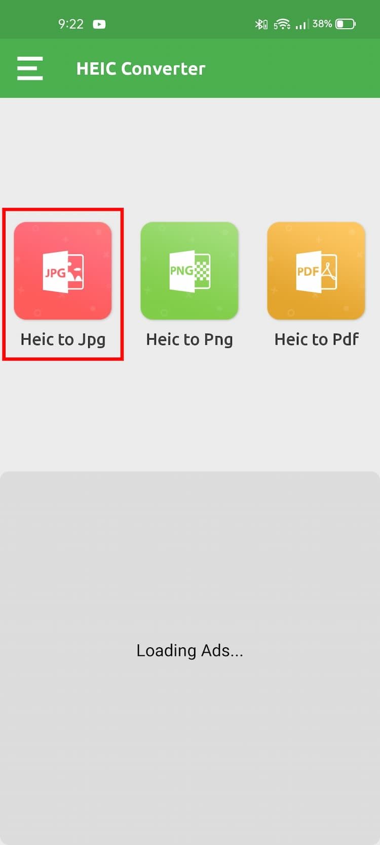 HEIC Converter Android App Home