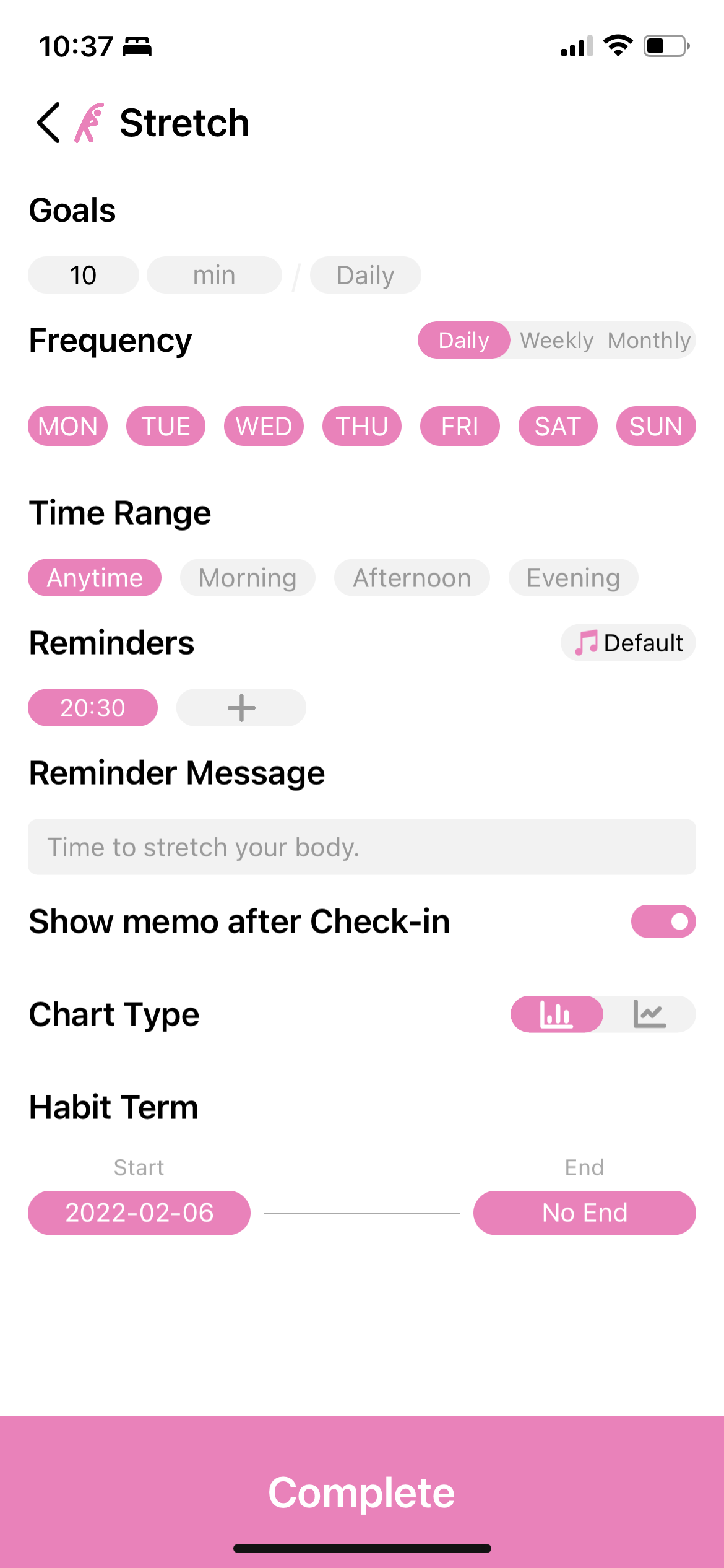 Habit Tracker Setting Up Preset Habit