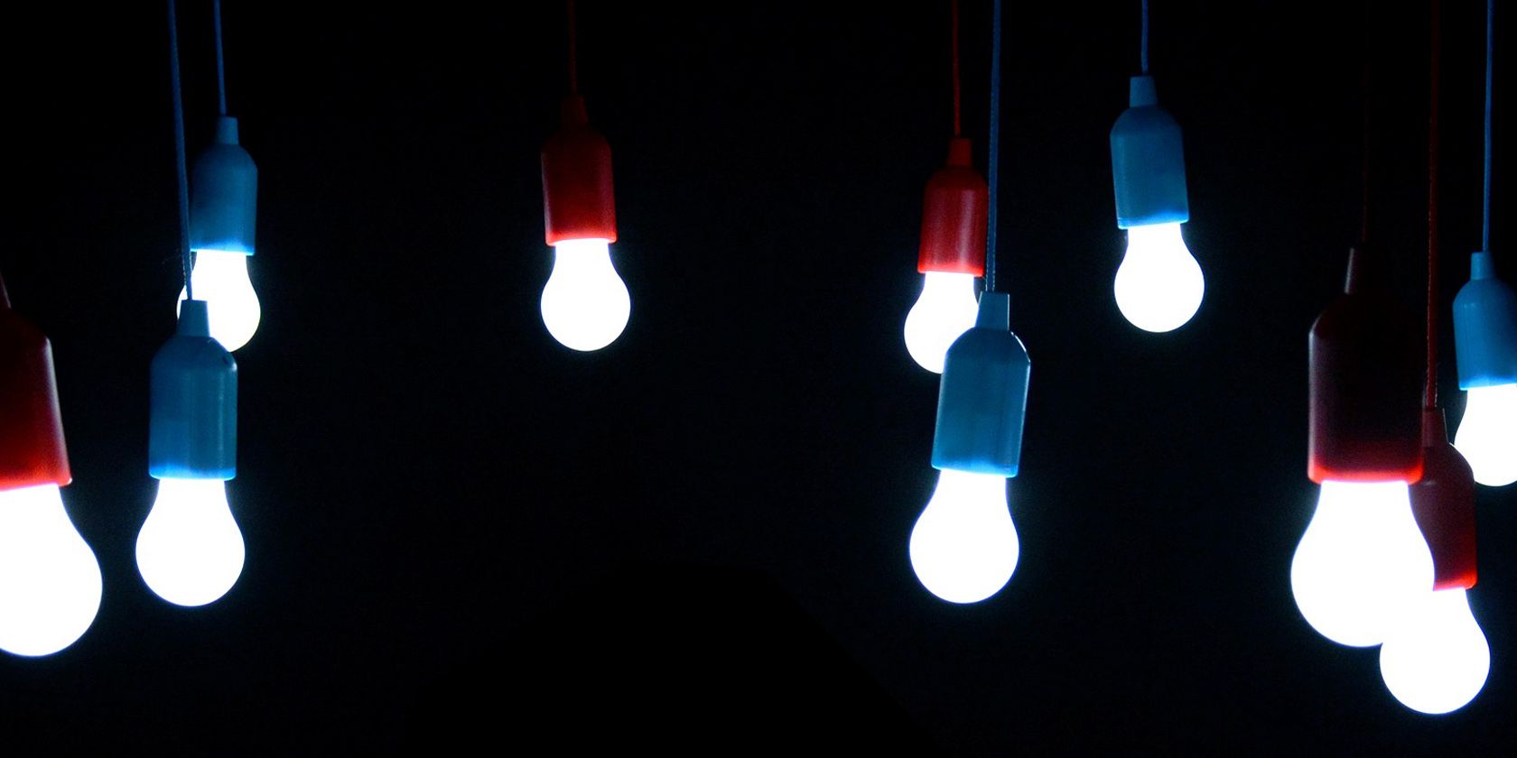 Hanging LED light bulbs