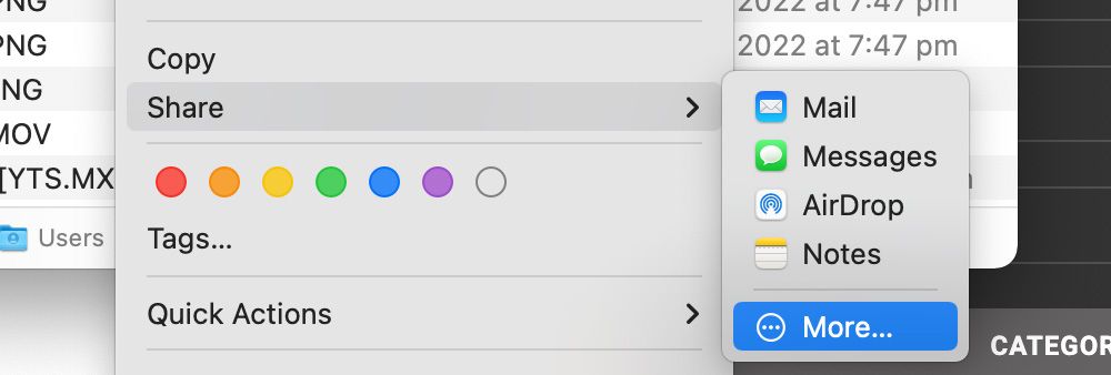 More options in Share menu