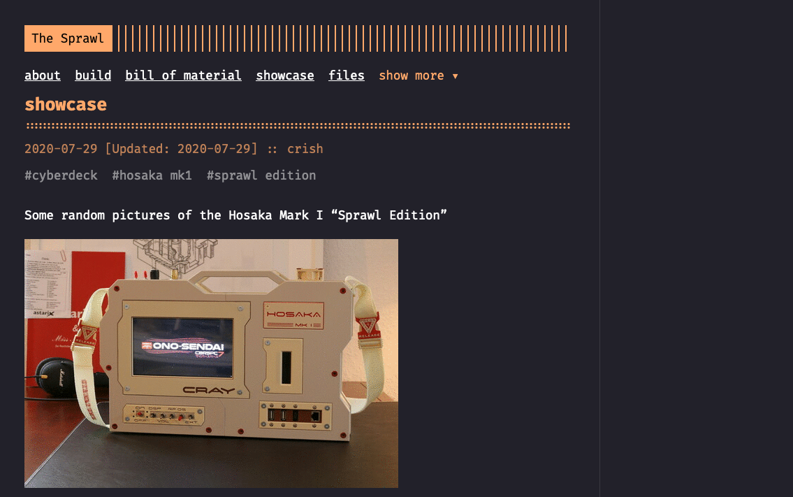 A screnshot showing an image of a DIY retro looking cyberdeck 