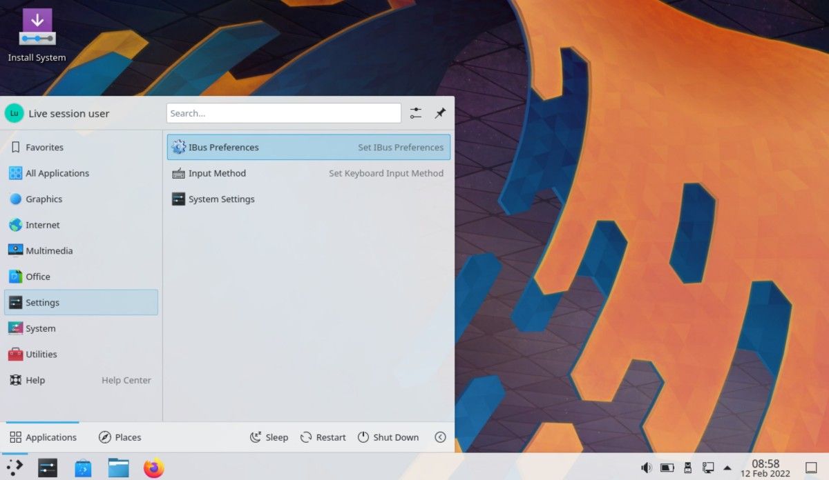 Interface de bureau KDE Neon