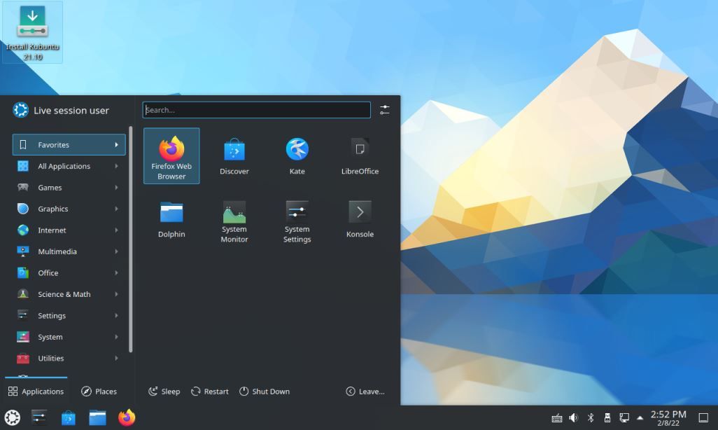 Kubuntu desktop interface