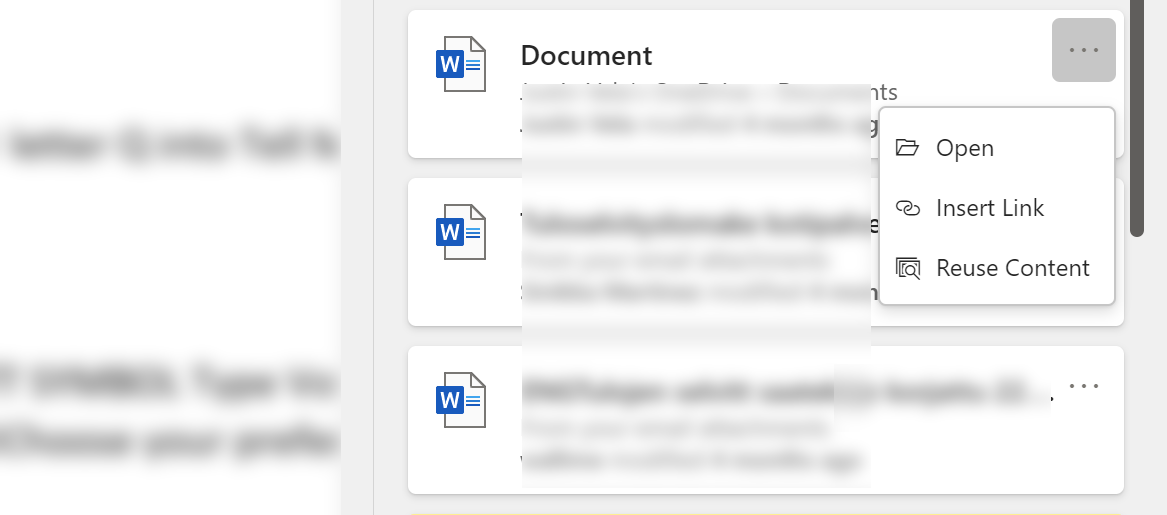 A screenshot shows how the Search Pane can insert text from other files into a Microsoft Word document.