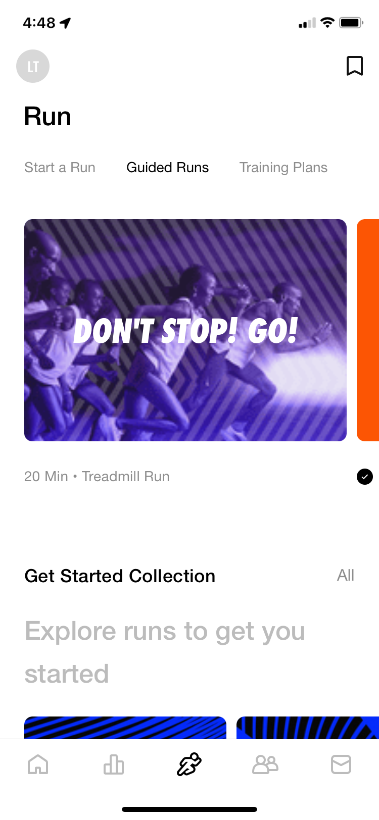 Nike Run Club app guided run screen