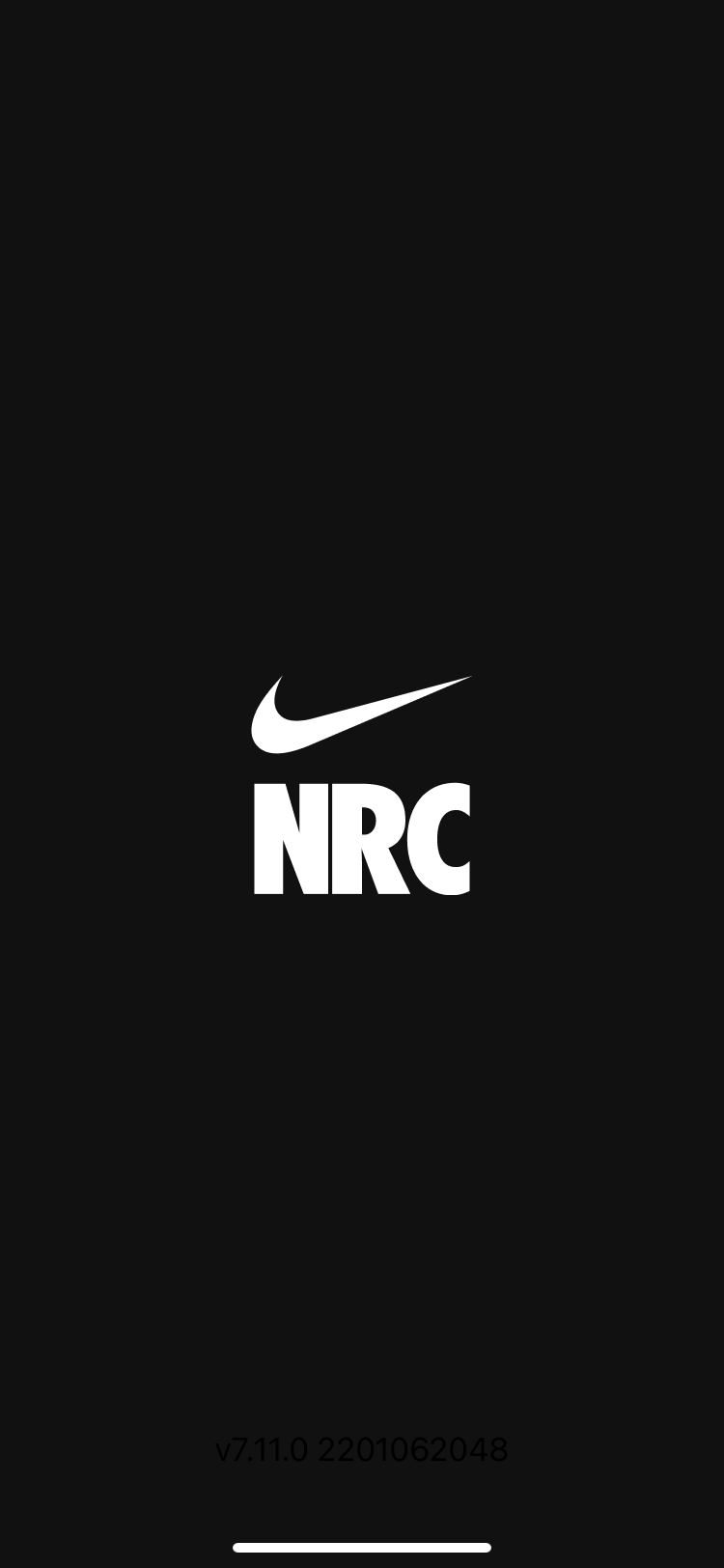 Nike Run Club app launch screen