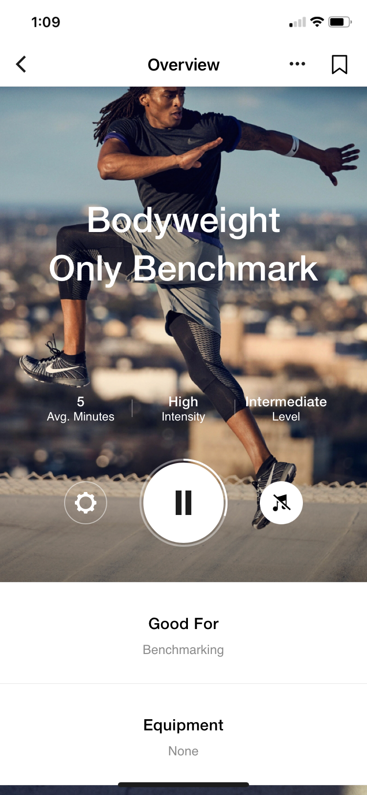 Nike Training Club app benchmark workout
