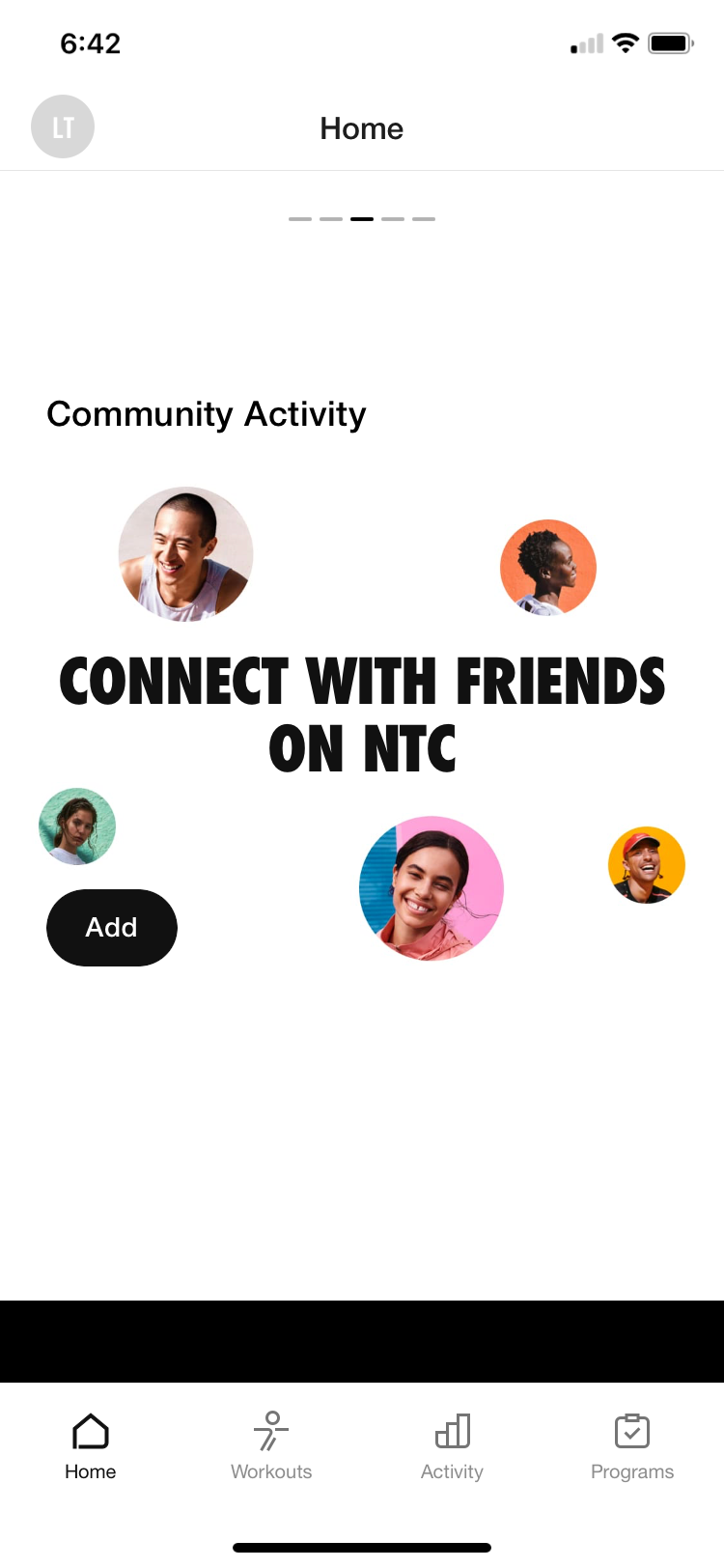 Nike Training Club app connect with friends screen