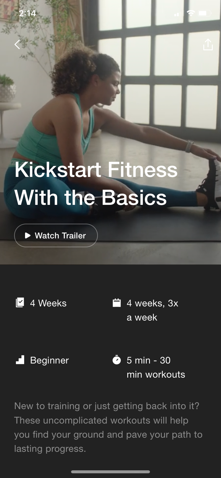 Nike Training Club app kickstart program