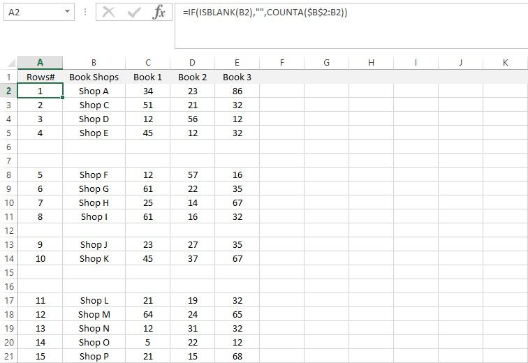 Numbering Rows With COUNTA and IF function While Skipping Empty Rows in Microsoft Excel