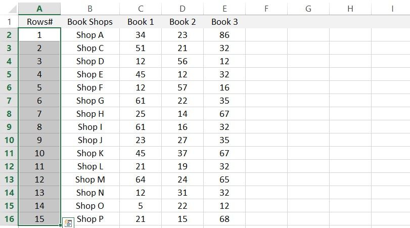 Numbering Rows With Fill Handle in Microsoft Excel Sheet