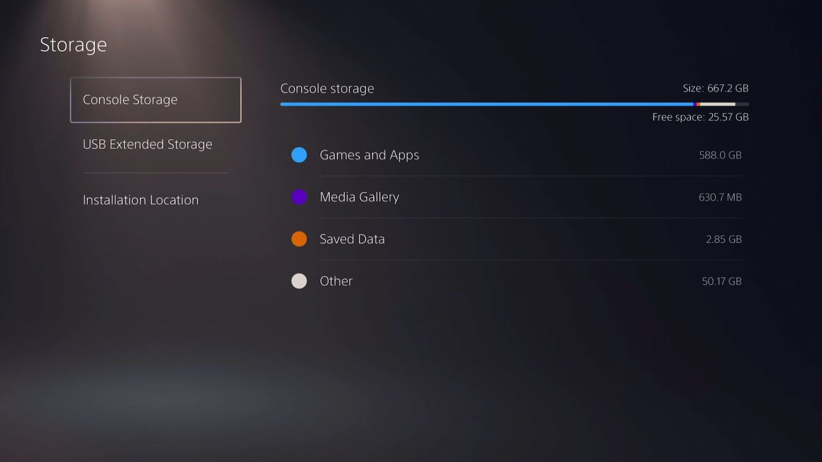 PS5 Storage Tab