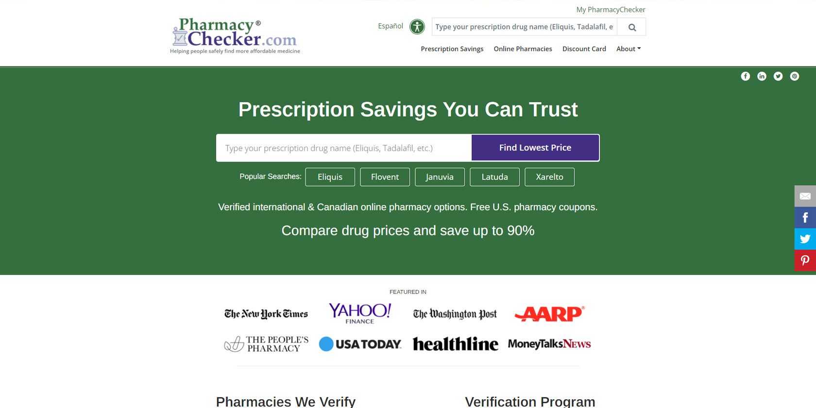 PharmacyChecker website screenshot