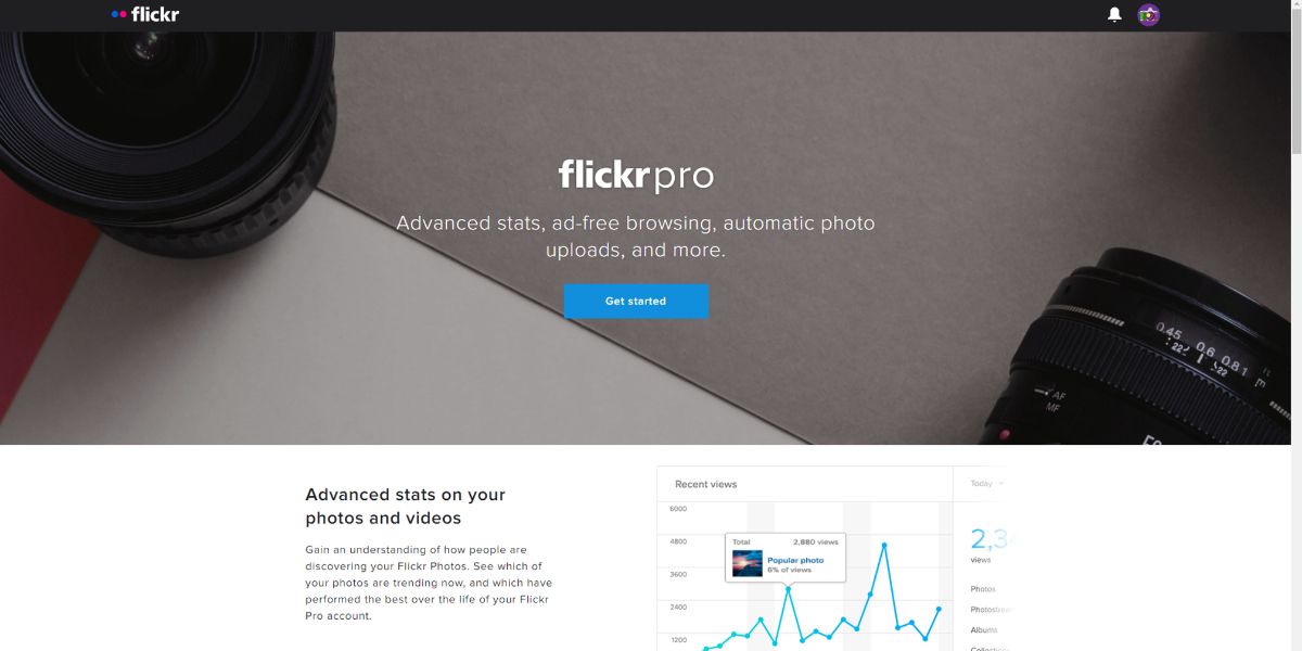 A visual of the Flickr pro feature