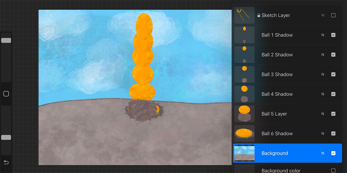 Screen of Procreate showing textures on illustration