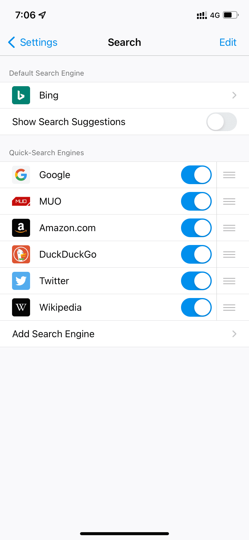 Quick-Search Engines in Firefox on iPhone