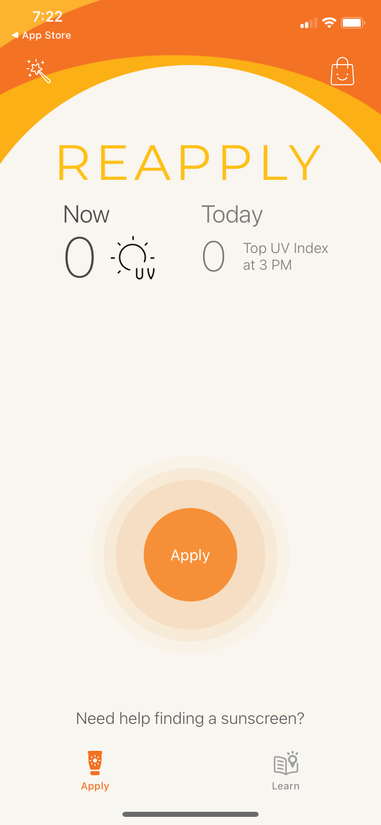Reapply App application screen