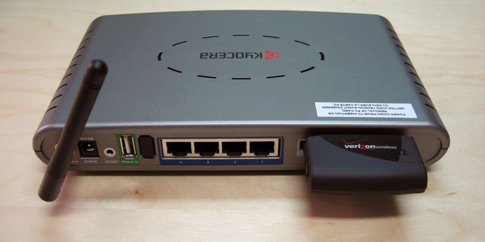 Rear of a router with a USB port