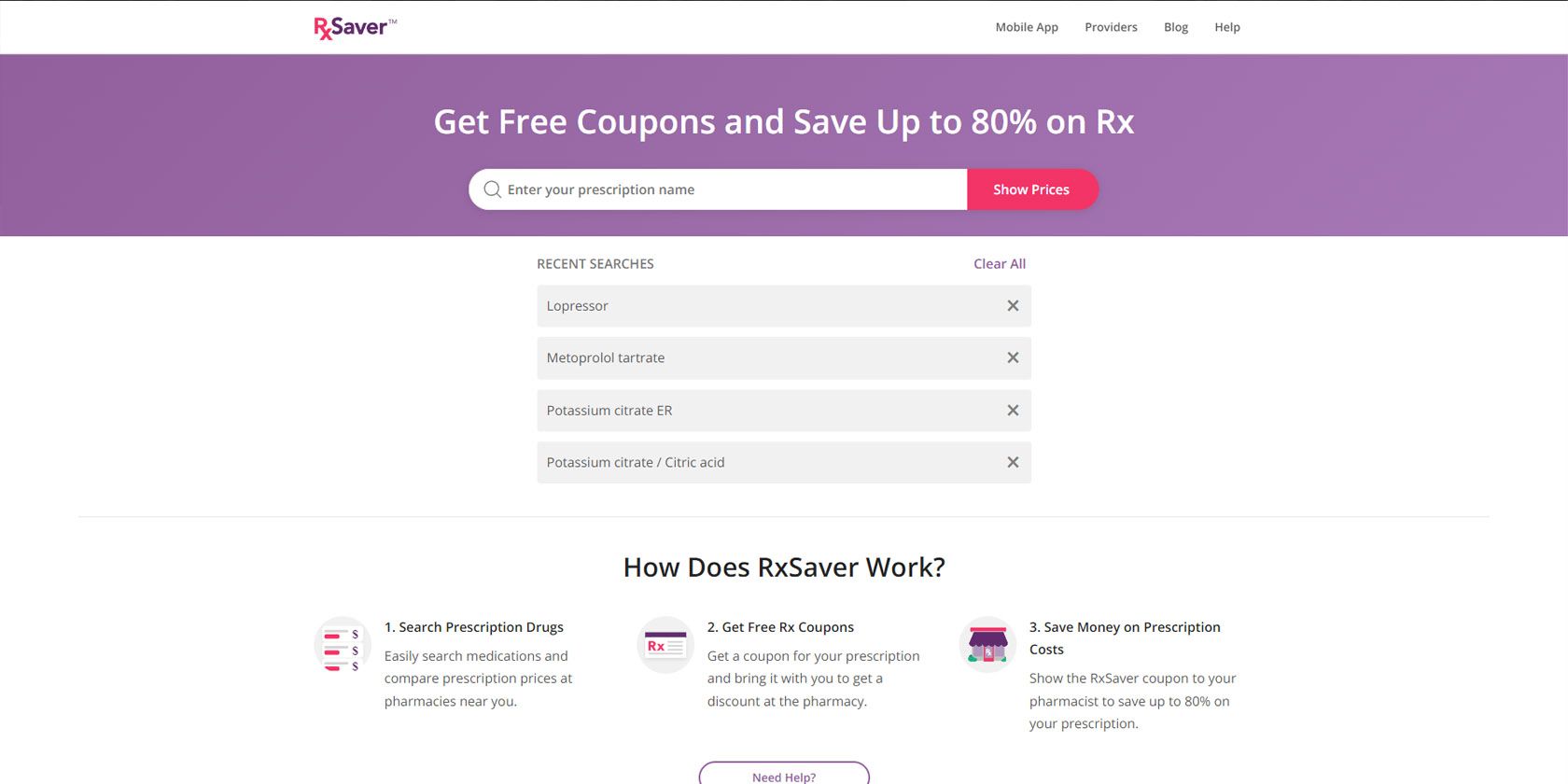RxSaver website screenshot