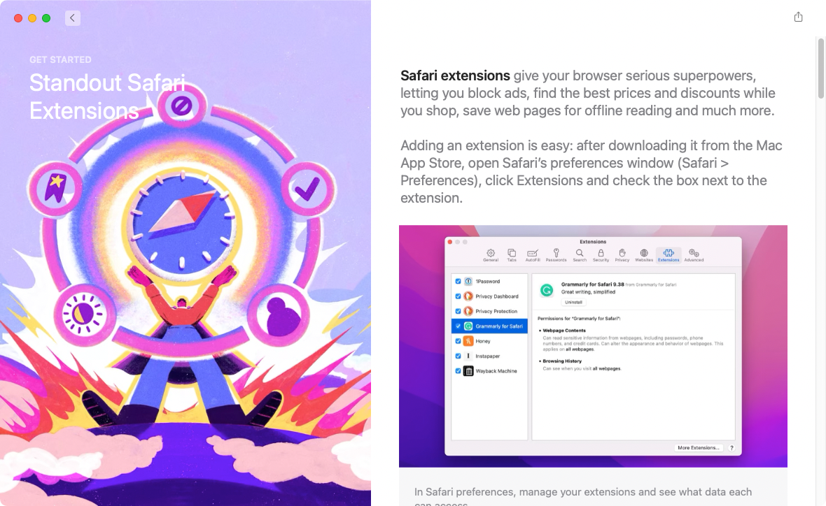 Safari extensions promotion in Mac App Store