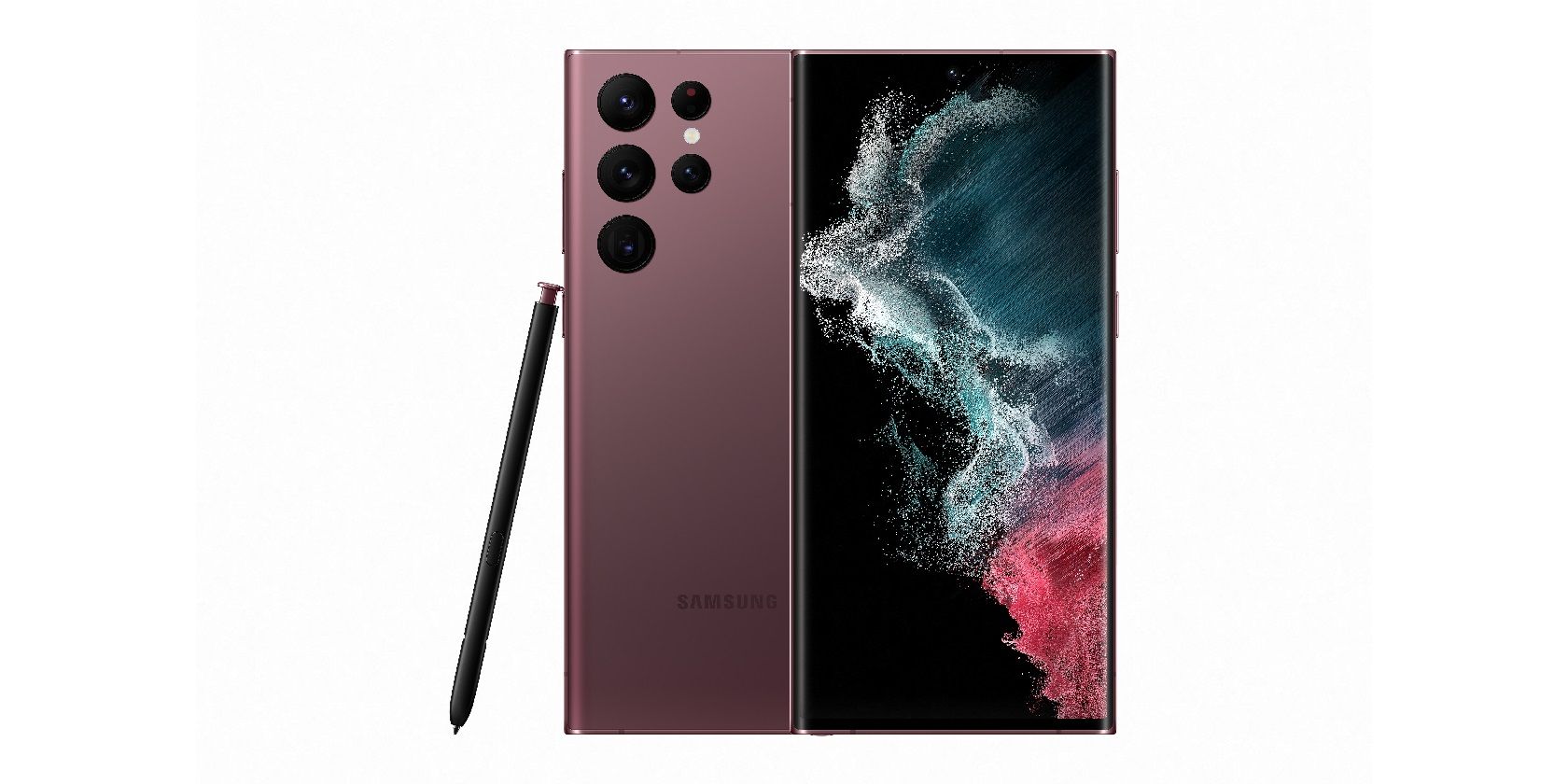 Samsung Galaxy S22 Ultra in burgundy