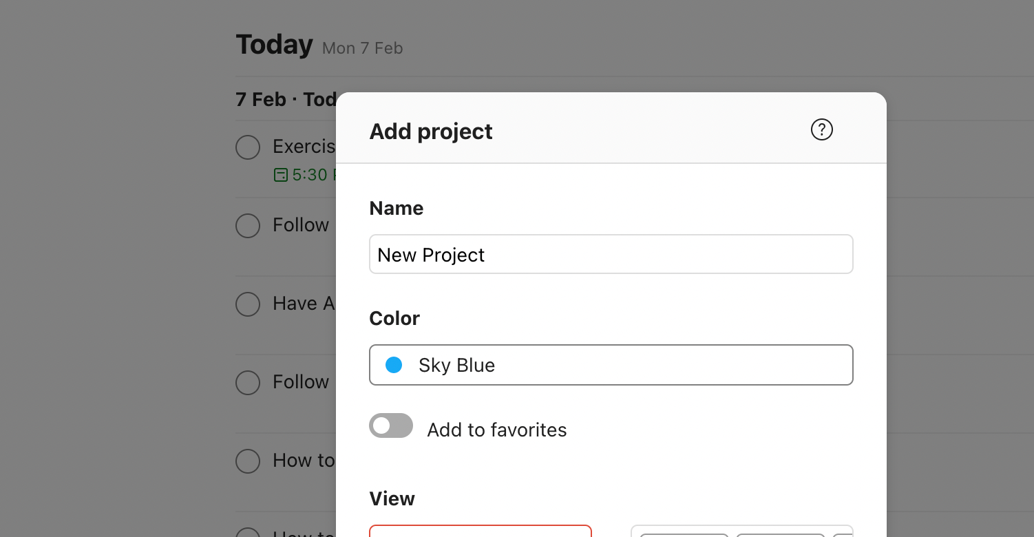 Todoist Add a Project