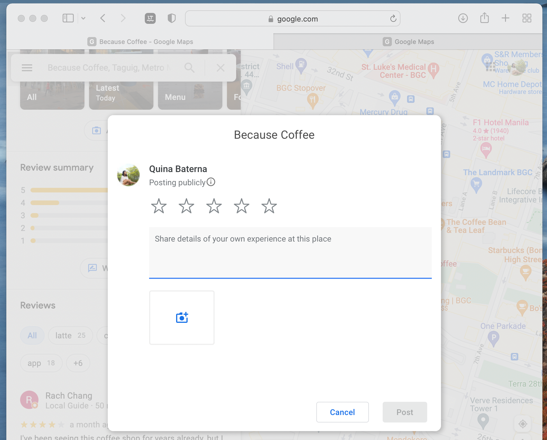 Rate a business on Google Maps