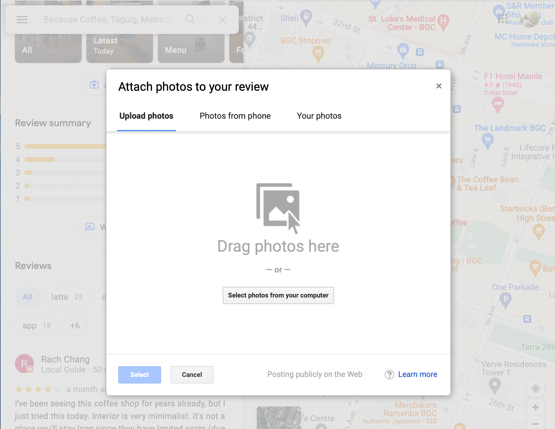 Attach photos to your Google review